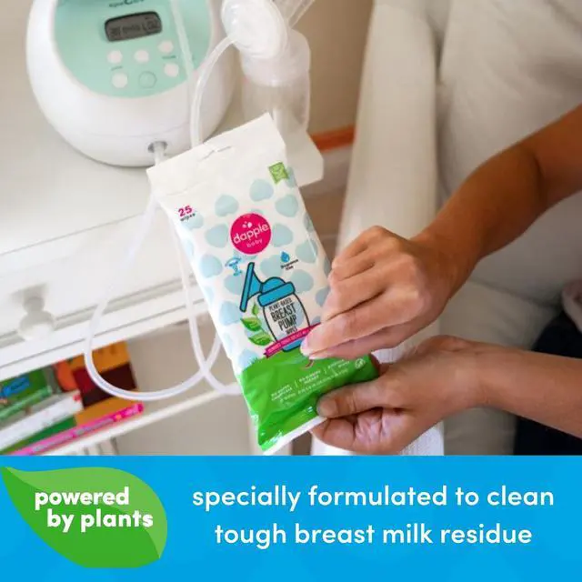 Alt view image 3 of 7 - Baby Breast Pump Wipes - (3 Pack) 25 Count - Fragrance-Free, Plant-Powered & Hypoallergenic - Removes Milk Residue - Diaper Bag Essentials