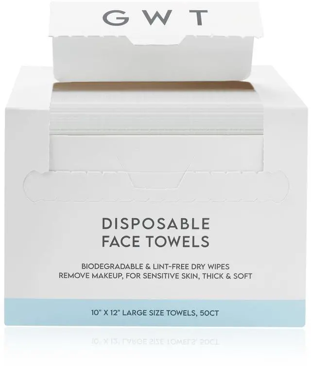 Main image of Disposable Fragrance-Free Face Towels, 50 Count, 1 Pack