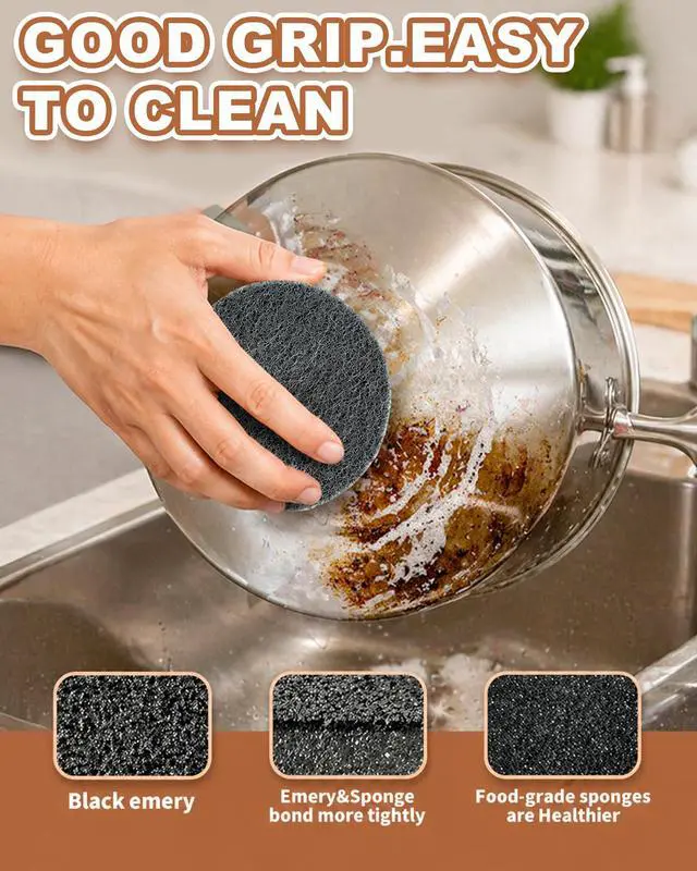Alt view image 6 of 7 - 3-Pack Steel Sponge for Stainless Steel Pans Cookware,Scratch-Free Scrubber for Pans & Cookware,Removes Burnt-On Stains,Durable Kitchen Tool