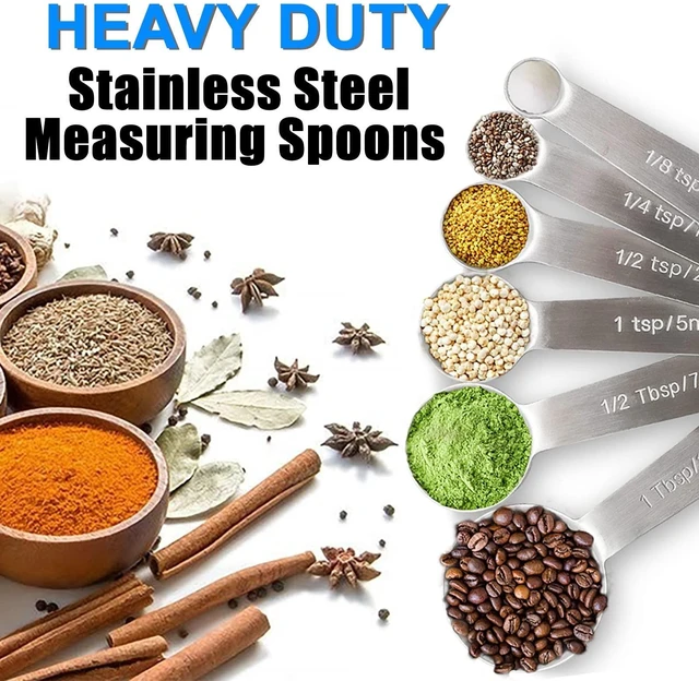 Alt view image 9 of 14 - Measuring Spoons, Premium Heavy Duty Stainless Steel Measuring Spoons Cups Set, Small Tablespoon with Metric and US Measurements, Set of 6 for Measuring Dry and Liquid Ingredients