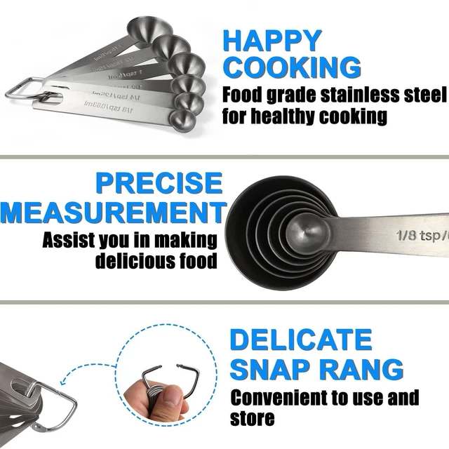 Alt view image 10 of 14 - Measuring Spoons, Premium Heavy Duty Stainless Steel Measuring Spoons Cups Set, Small Tablespoon with Metric and US Measurements, Set of 6 for Measuring Dry and Liquid Ingredients