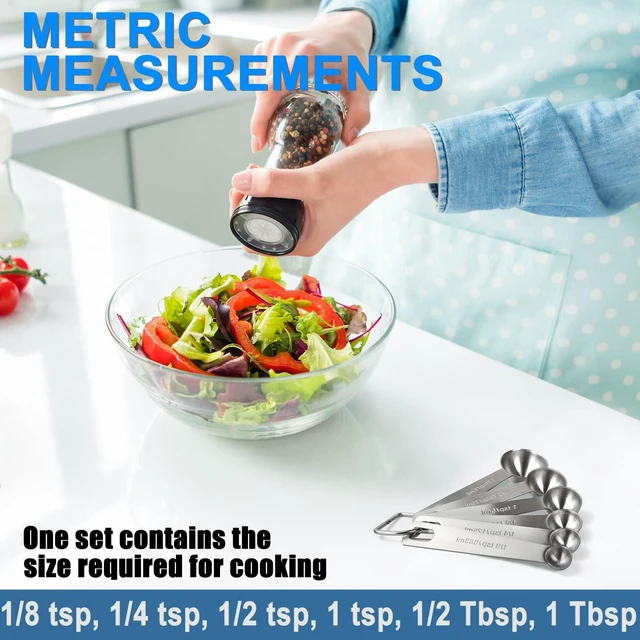 Alt view image 12 of 14 - Measuring Spoons, Premium Heavy Duty Stainless Steel Measuring Spoons Cups Set, Small Tablespoon with Metric and US Measurements, Set of 6 for Measuring Dry and Liquid Ingredients
