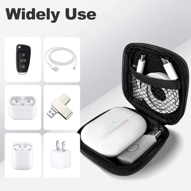 Alt view image 10 of 14 - Square Earbud Case Portable EVA Storage Bag Cell Phone Accessories Organizer with Carabiner for Wired/Wireless Earphone, Earbud, Earpieces, SD Memory Card, Camera Chips, Tech Pouch, Black