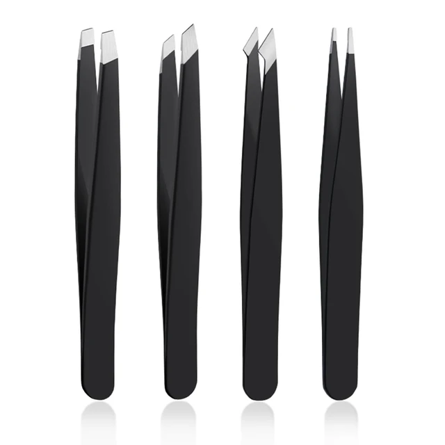 Alt view image 7 of 12 - 4 PCS Stainless Steel Tweezers Set Black