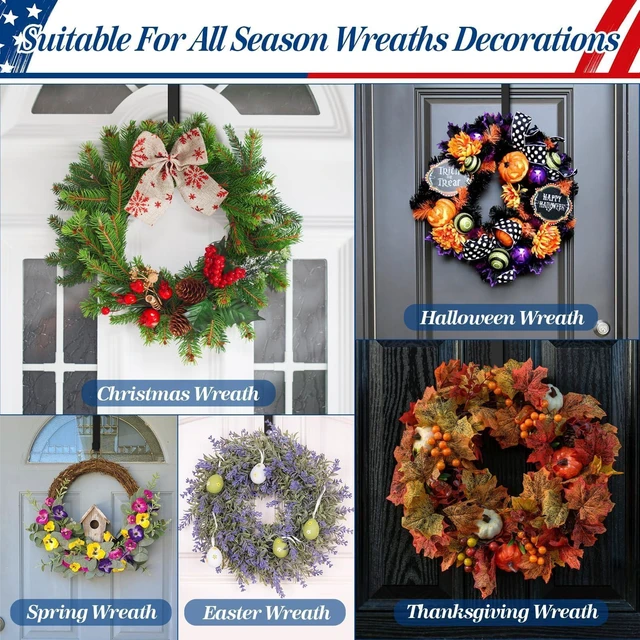 Alt view image 9 of 14 - 4th of July Decorations Wreath Hangers for Front Door,12" Patriotic Wreath Hook Holder Over The Door Hanger,Metal Garland Hangers Hook for Patriotic Independence Christmas Porch Decor