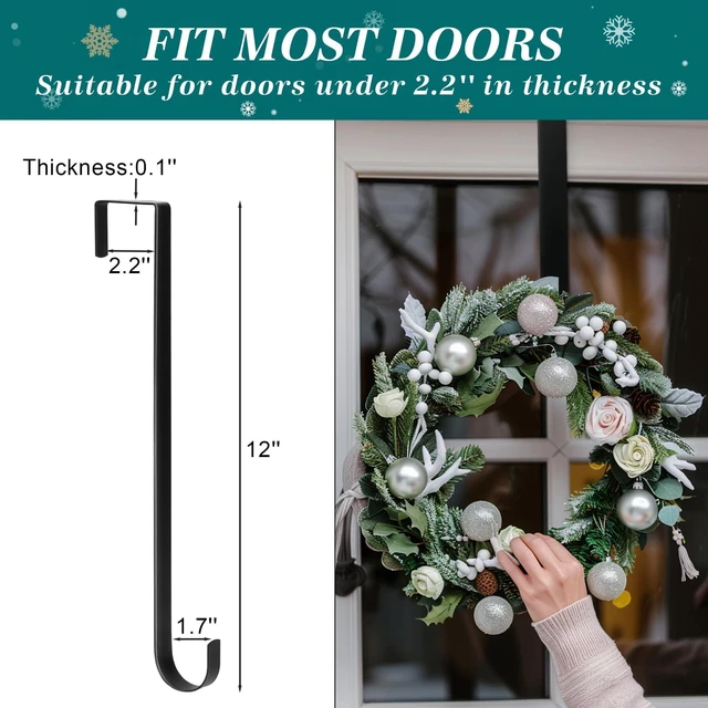 Alt view image 11 of 14 - 4th of July Decorations Wreath Hangers for Front Door,12" Patriotic Wreath Hook Holder Over The Door Hanger,Metal Garland Hangers Hook for Patriotic Independence Christmas Porch Decor