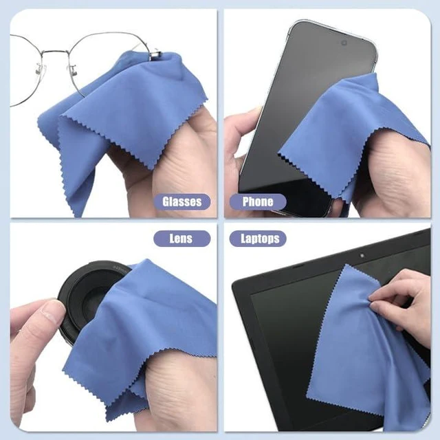 Alt view image 6 of 8 - 12 Pack Microfiber Cleaning Cloths Color Glasses Cloth Lens Wipes Cloth for Lenses, Screens, Cameras, Eyeglasses 6"x7"