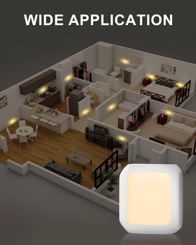 Alt view image 14 of 14 - Night Light Plug in 2 Pack - Bedroom for Kids Baby Nursery Adjustable Brightness - 3000K Warm Lights LED Dusk to Dawn Bathroom Hallway Lamp for Toilet
