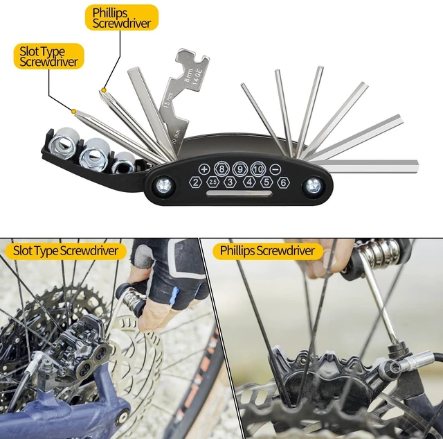 Alt view image 11 of 14 - Bike Multi Tool, 16 in 1 Bicycle Multi-Tool, Bicycle Repair Tool, Portable Foldable Bike Multitool Cycling Tool