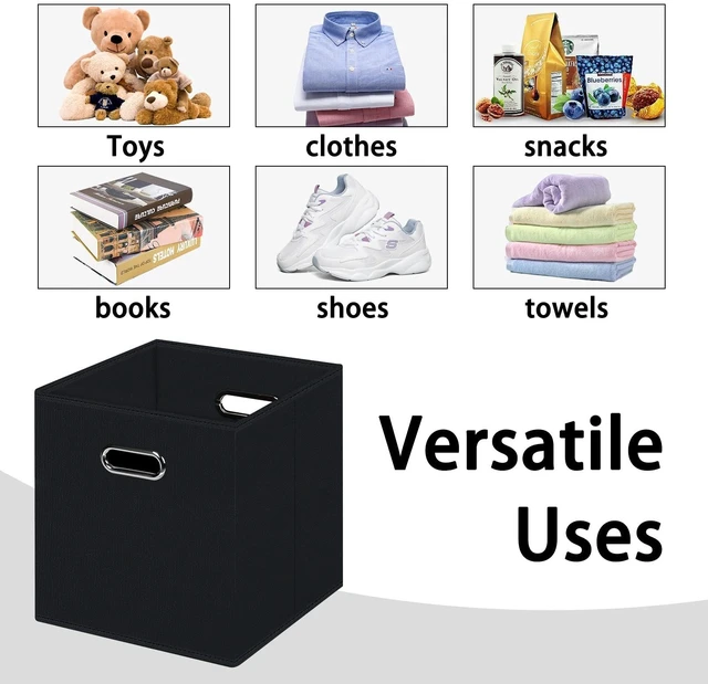 Alt view image 10 of 14 - Black Foldable Storage Cubes Bins , Fabric Storage Box Cubes Organizer Baskets with Dual Handles for Home Organizer (Black)