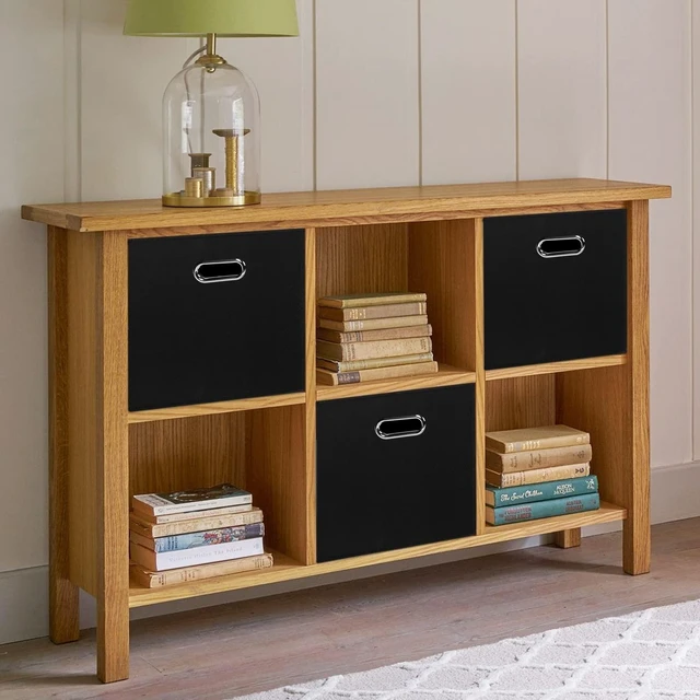 Alt view image 12 of 14 - Black Foldable Storage Cubes Bins , Fabric Storage Box Cubes Organizer Baskets with Dual Handles for Home Organizer (Black)