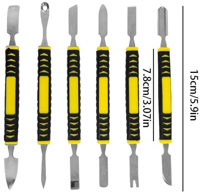 Alt view image 6 of 8 - 6-Piece Metal Pry Bar Set, 6-Inch Crowbar Tools with Non-Slip Handles for Electronics Repair, Smartphone iPhone Tablet Laptop PC Watch Eyeglasses Opening Repair Tool Kit