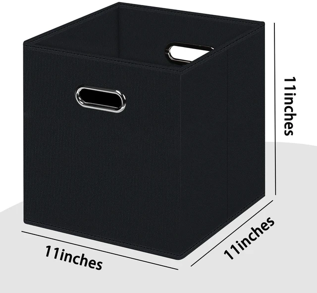 Alt view image 9 of 14 - Black Foldable Storage Cubes Bins , Fabric Storage Box Cubes Organizer Baskets with Dual Handles for Home Organizer (Black)