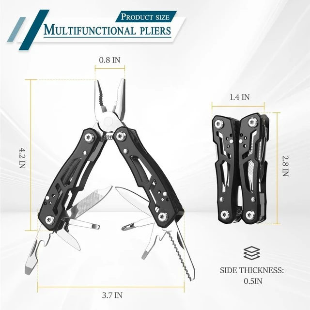 Alt view image 9 of 14 - MINI Multitool Pliers, Christmas Birthday Gifts for Men Boyfriend Dad Husband Women, Pocket Knife 14-In-1, Rugged and Practical Portable Computer and Bike Gadgets, Black Camping and Survival Tools