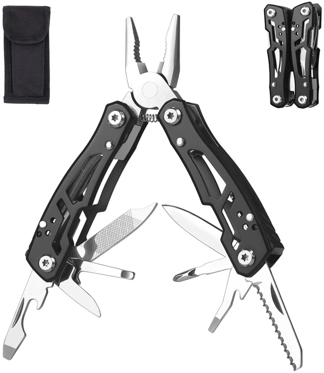 Alt view image 8 of 14 - MINI Multitool Pliers, Christmas Birthday Gifts for Men Boyfriend Dad Husband Women, Pocket Knife 14-In-1, Rugged and Practical Portable Computer and Bike Gadgets, Black Camping and Survival Tools