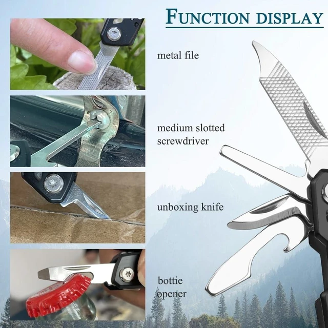 Alt view image 12 of 14 - MINI Multitool Pliers, Christmas Birthday Gifts for Men Boyfriend Dad Husband Women, Pocket Knife 14-In-1, Rugged and Practical Portable Computer and Bike Gadgets, Black Camping and Survival Tools