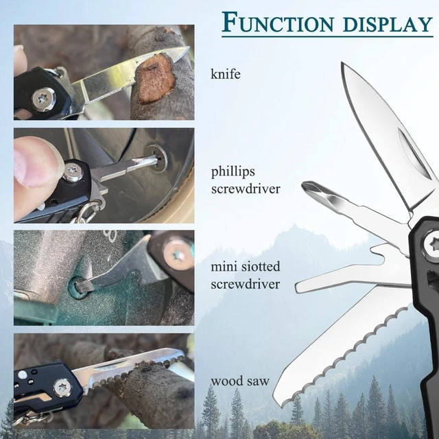 Alt view image 11 of 14 - MINI Multitool Pliers, Christmas Birthday Gifts for Men Boyfriend Dad Husband Women, Pocket Knife 14-In-1, Rugged and Practical Portable Computer and Bike Gadgets, Black Camping and Survival Tools