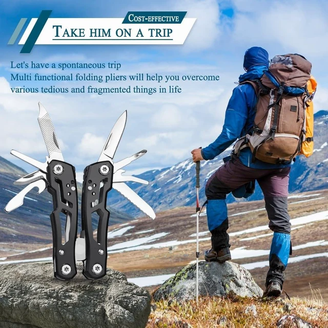 Alt view image 13 of 14 - MINI Multitool Pliers, Christmas Birthday Gifts for Men Boyfriend Dad Husband Women, Pocket Knife 14-In-1, Rugged and Practical Portable Computer and Bike Gadgets, Black Camping and Survival Tools