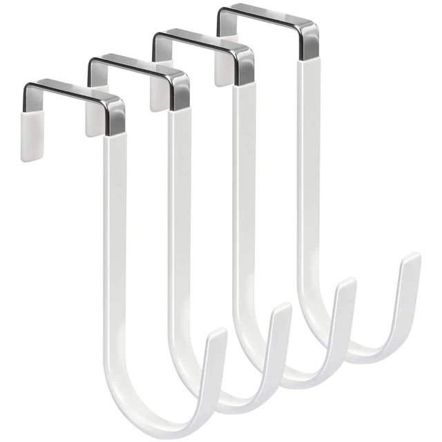 Alt view image 8 of 14 - Over the Door Hooks, 4 Pack Hangers Hooks with Rubber Prevent Scratches Heavy Duty Organizer for Living Room, Bathroom, Bedroom, Kitchen Hanging Clothes, Towels, Hats, Coats, Bags White
