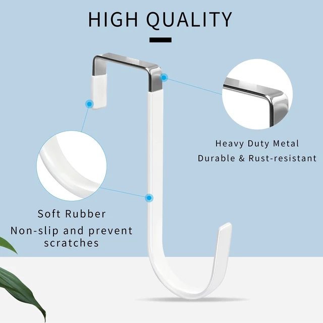 Alt view image 10 of 14 - Over the Door Hooks, 4 Pack Hangers Hooks with Rubber Prevent Scratches Heavy Duty Organizer for Living Room, Bathroom, Bedroom, Kitchen Hanging Clothes, Towels, Hats, Coats, Bags White