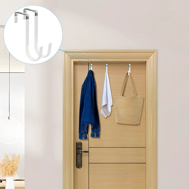 Alt view image 13 of 14 - Over the Door Hooks, 4 Pack Hangers Hooks with Rubber Prevent Scratches Heavy Duty Organizer for Living Room, Bathroom, Bedroom, Kitchen Hanging Clothes, Towels, Hats, Coats, Bags White
