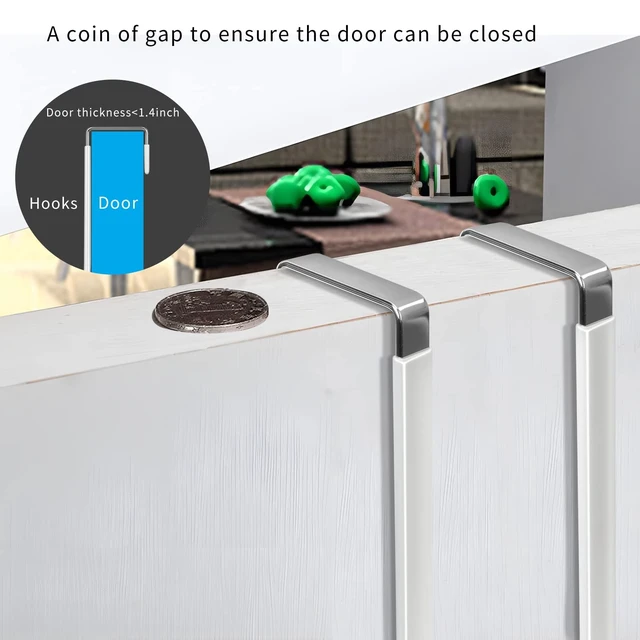 Alt view image 12 of 14 - Over the Door Hooks, 4 Pack Hangers Hooks with Rubber Prevent Scratches Heavy Duty Organizer for Living Room, Bathroom, Bedroom, Kitchen Hanging Clothes, Towels, Hats, Coats, Bags White