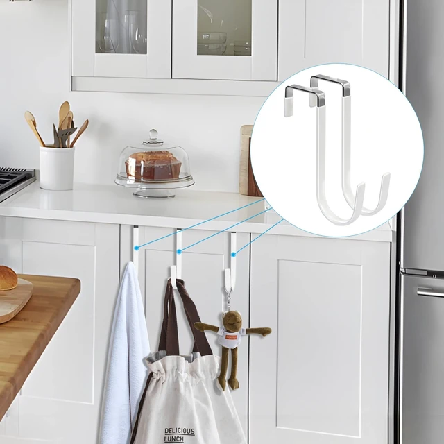 Alt view image 14 of 14 - Over the Door Hooks, 4 Pack Hangers Hooks with Rubber Prevent Scratches Heavy Duty Organizer for Living Room, Bathroom, Bedroom, Kitchen Hanging Clothes, Towels, Hats, Coats, Bags White