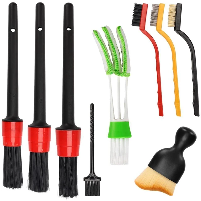 Alt view image 8 of 14 - Auto Car Detailing Brush Set Car Interior Cleaning Kit Includes 3 Boar Hair Detail Brush,3 Wire Brush, 3 Air Vent Brush for Cleaning Car Interior Exterior, Dashboard Engines Leather Wheel