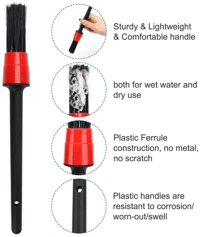 Alt view image 9 of 14 - Auto Car Detailing Brush Set Car Interior Cleaning Kit Includes 3 Boar Hair Detail Brush,3 Wire Brush, 3 Air Vent Brush for Cleaning Car Interior Exterior, Dashboard Engines Leather Wheel