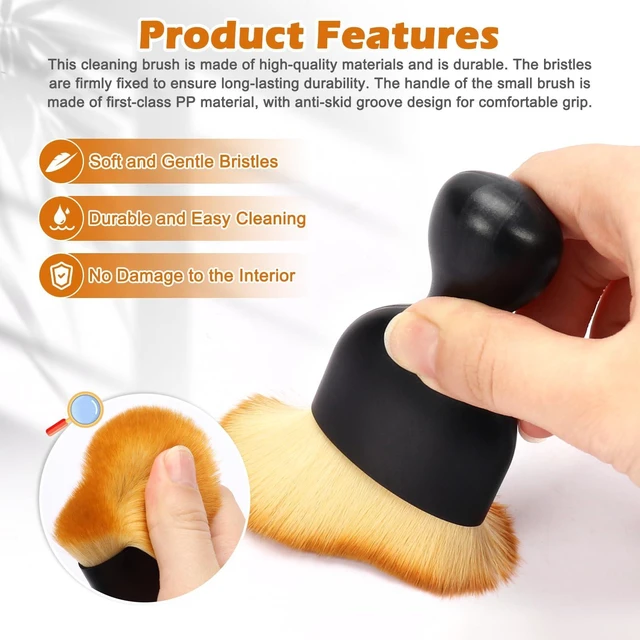 Alt view image 12 of 14 - Auto Car Detailing Brush Set Car Interior Cleaning Kit Includes 3 Boar Hair Detail Brush,3 Wire Brush, 3 Air Vent Brush for Cleaning Car Interior Exterior, Dashboard Engines Leather Wheel