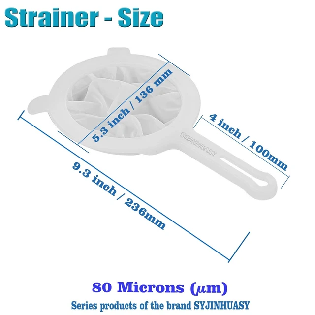 Alt view image 10 of 14 - Kitchen Ultra-Fine Nylon Mesh Strainer Food Yogurt Mesh Sieve Plastic Mesh Colander with Handle Mini Brine Shrimp Separation Net for Filtering Juice Juice Milk Honey (80Mesh)