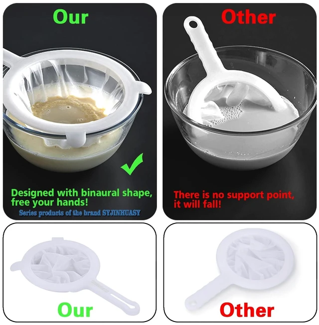 Alt view image 9 of 14 - Kitchen Ultra-Fine Nylon Mesh Strainer Food Yogurt Mesh Sieve Plastic Mesh Colander with Handle Mini Brine Shrimp Separation Net for Filtering Juice Juice Milk Honey (80Mesh)