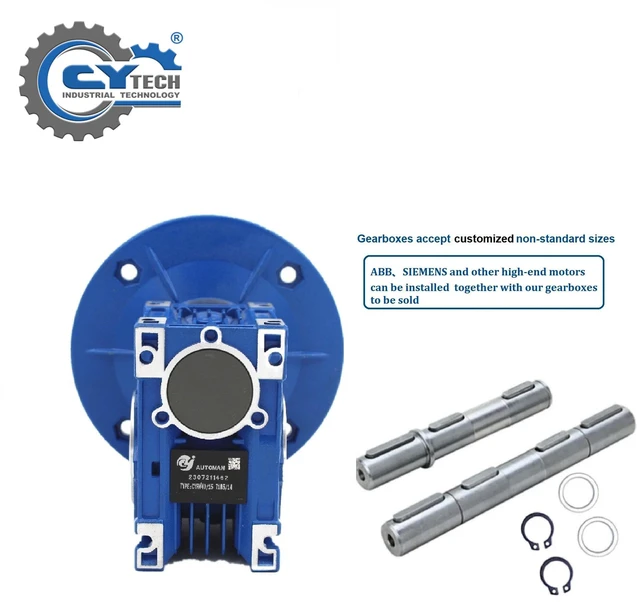 Alt view image 2 of 7 - Gearbox NMRV040 Worm Gear Reducer CYRV040 Ratio 100:1 Flange 71B14 Input 14mm Output 18mm CHENYUE TECH