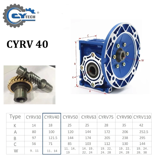 Alt view image 4 of 7 - Gearbox NMRV040 Worm Gear Reducer CYRV040 Ratio 100:1 Flange 71B14 Input 14mm Output 18mm CHENYUE TECH