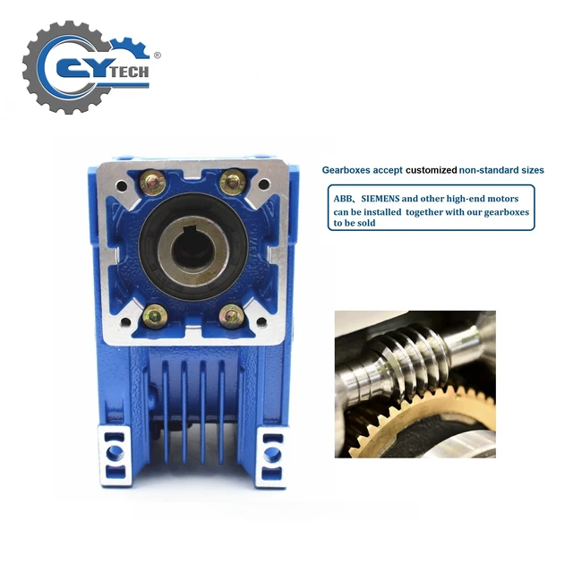 Alt view image 2 of 7 - Gearbox NMRV063 Worm Gear Reducer CYRV063 Ratio 7.5:1 Flange 90B14 Input 24mm Output 25mm CHENYUE TECH