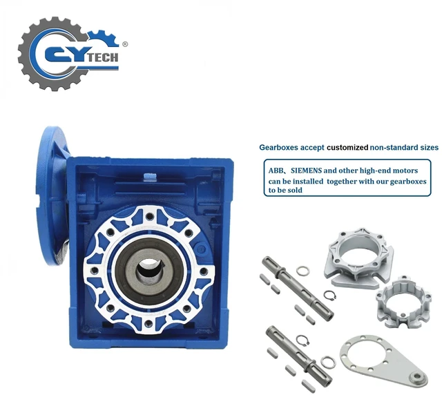 Alt view image 2 of 7 - Gearbox NMRV075 Worm Gear Reducer CYRV075 Ratio 100:1 Flange 80B5 Input 19mm Output 28mm CHENYUE TECH