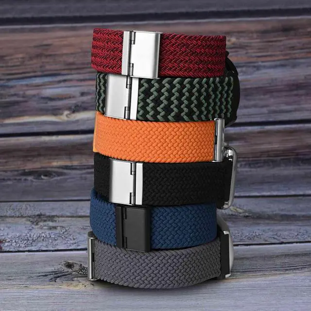 Alt view image 7 of 7 - 22mm Braided Nylon Watch Band for Men and Women, Quick Release, Black Stainless Steel Buckle (Black)