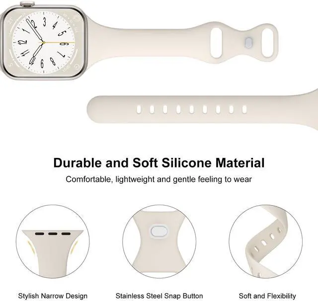 Alt view image 3 of 7 - 6 Pack Thin Bands Compatible with Apple Watch Band 38mm 40mm 41mm 42mm 44mm 45mm 46mm 49mm Women Men, Sport Silicone Strap Slim Wristband for iWatch Series 11 10 9 8 SE 7 6 5 4 3 2 1 Ultra