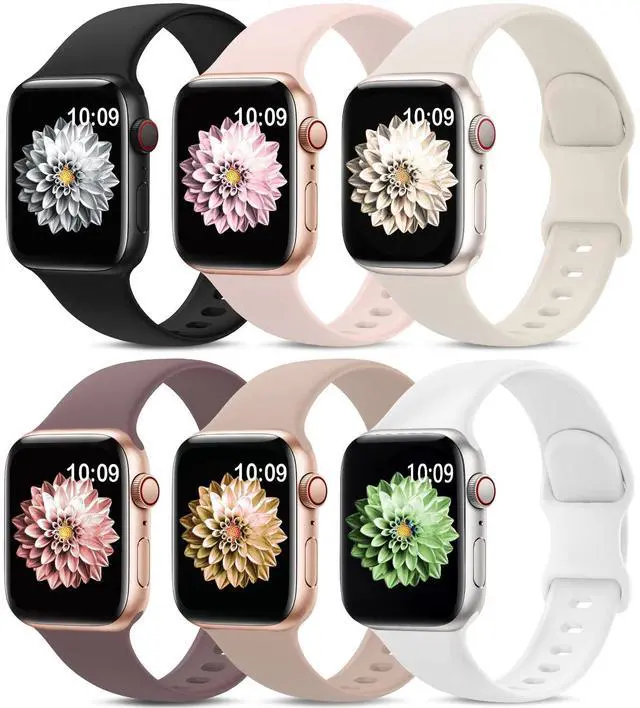 Main image of 6 Pack Sport Bands Compatible with Apple Watch Band 38mm 40mm 41mm 42mm 44mm 45mm 49mm 46mm,Silicone Waterproof Strap for iWatch Apple Watch Series 11 10 9 Ultra 8 7 6 5 4 3 2 1 SE Women Men