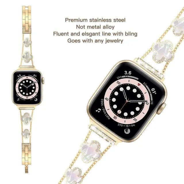 Alt view image 4 of 7 - 38/40/41/42 mm(Series 10) cool woman chain metal smartwatch strap compatible with Apple Watch Band Series 11/10/9/8/7/6/SE/5/4 adjustable replacement watch bracelet for Iwatch gold Watch Band
