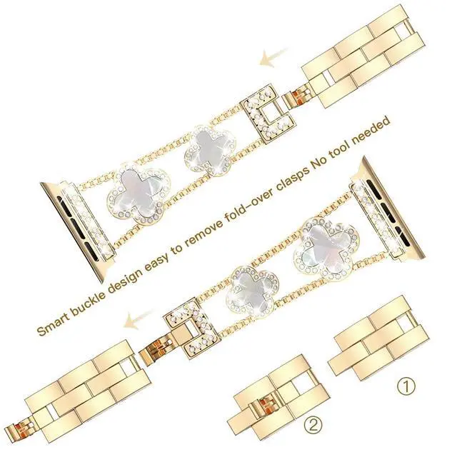 Alt view image 5 of 7 - 38/40/41/42 mm(Series 10) cool woman chain metal smartwatch strap compatible with Apple Watch Band Series 11/10/9/8/7/6/SE/5/4 adjustable replacement watch bracelet for Iwatch gold Watch Band
