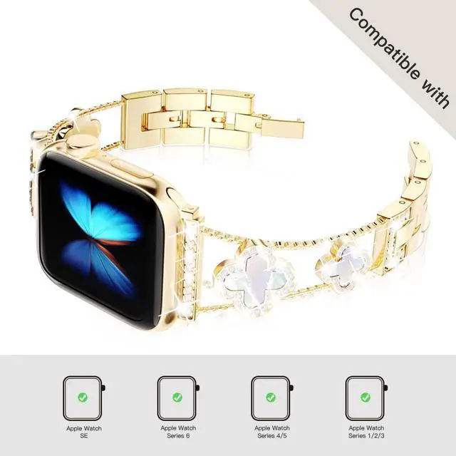 Alt view image 6 of 7 - 38/40/41/42 mm(Series 10) cool woman chain metal smartwatch strap compatible with Apple Watch Band Series 11/10/9/8/7/6/SE/5/4 adjustable replacement watch bracelet for Iwatch gold Watch Band