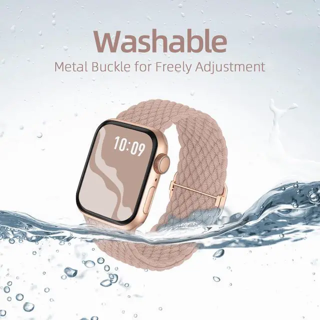 Alt view image 6 of 7 - 4 Pack Braided Stretchy Bands Compatible with Apple Watch 40mm 41mm 38mm 42mm 44mm 45mm 46mm 49mm Women Men, Breathable Nylon Elastic Daily Use Straps for iWatch Series 11/10 9 8 7 6 5 4 3 SE/Ultra 2