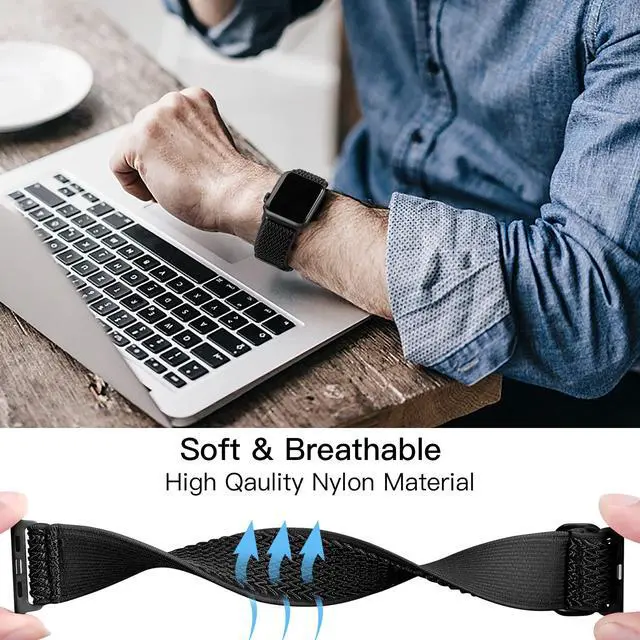 Alt view image 4 of 7 - Elastic Bands Compatible with Apple Watch 44mm 45mm 46mm 42mm 49mm 40mm for Women Men,Stretchy Solo Loop Soft Nylon Adjustable Solo Loop Sport Bands for iWatch SE Series 11 10 9 8 7 6 5 4 3 2 1