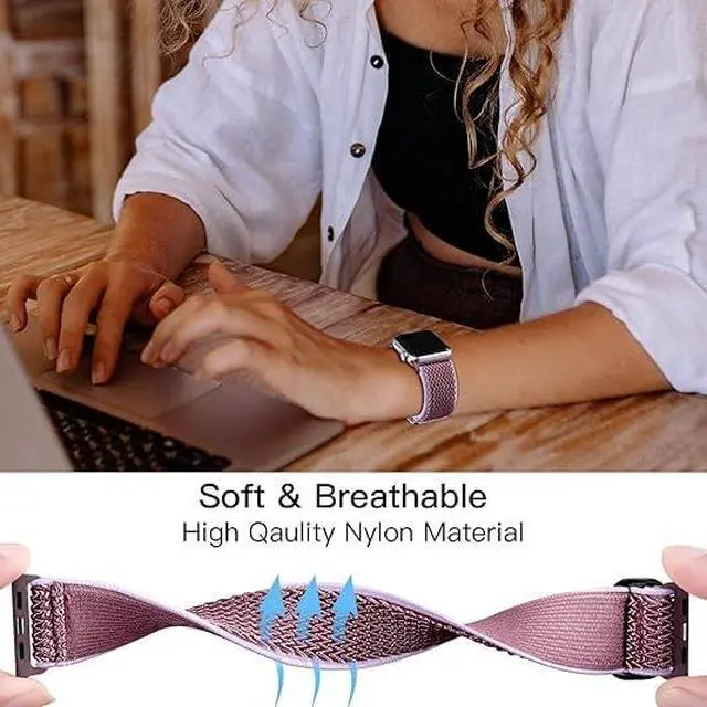 Alt view image 7 of 7 - AR-01 Smart Watch Bands Stretch Watchband, Replacement for Fitpolo AR-01,for Aeac AR-01 Elastic Nylon Watch Straps Wristband Adjustable Straps Fabric Breathable(3-PACK)