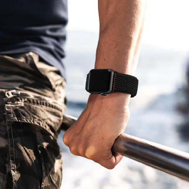 Alt view image 6 of 7 - Elastic Bands Compatible with Apple Watch 44mm 45mm 46mm 42mm 49mm 40mm for Women Men,Stretchy Solo Loop Soft Nylon Adjustable Solo Loop Sport Bands for iWatch SE Series 11 10 9 8 7 6 5 4 3 2 1