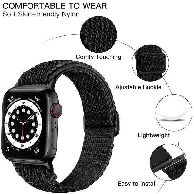 Alt view image 2 of 7 - Elastic Bands Compatible with Apple Watch 44mm 45mm 46mm 42mm 49mm 40mm for Women Men,Stretchy Solo Loop Soft Nylon Adjustable Solo Loop Sport Bands for iWatch SE Series 11 10 9 8 7 6 5 4 3 2 1
