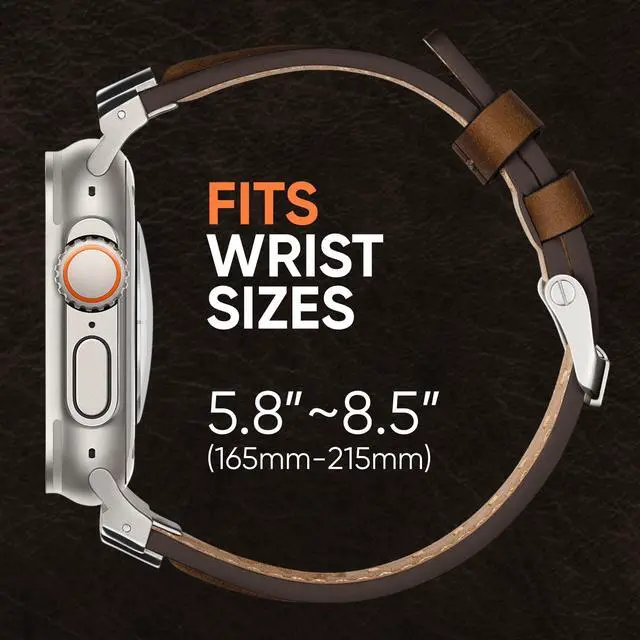 Alt view image 4 of 7 - Leather Bands Compatible for Apple Watch Ultra Band 49mm 46mm 45mm 44mm 42mm, Genuine Leather Replacement Strap for iWatch Series 11 10 9 8 7 6 5 4 3 2 1, SE 3 2 1, Ultra 3 2 1