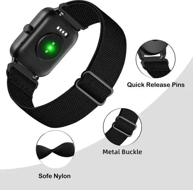 Alt view image 3 of 7 - 4 Pack Stretchy Watch Bands Compatible with Woneligo/Fitpolo Smart Watch IDW13, 22mm Loop Nylon Elastic Fabric Strap for FITVII H56/ENOMIR ID208BT/TOOBUR IDW16/MILOUZ IDW19 Watch