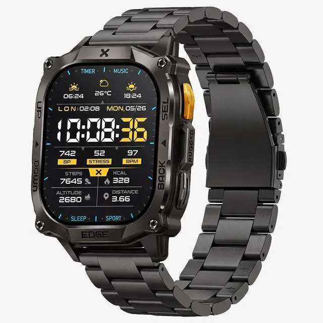 Alt view image 4 of 6 - Metal Band Durable 22mm Compatible Smartwatches with Toolkit Included - Stainless Steel, Adjustable, Secure Fit